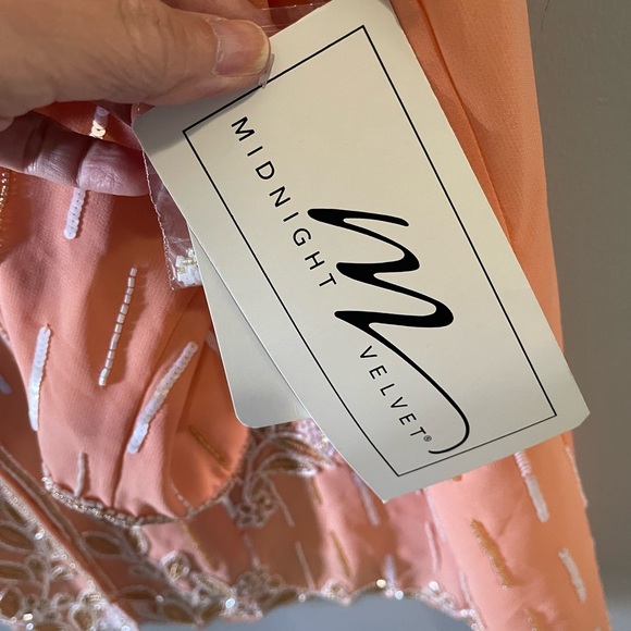 Midnight velvet beaded Embroidered Peach Blouse/blazer jacket size 2X boxGI - Picture 4 of 7